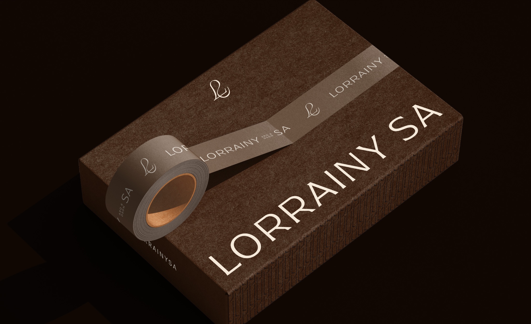 Caixa e fita com a marca Lorrainy Sa
